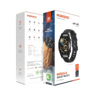 Porodo Nebula Smart Watch Black dial with Black Silicone Band